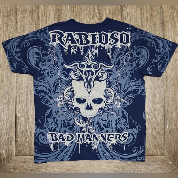 💀 Rabioso Brand Dragon Skull "Bad Manners" Graphic Art Men's T-Shirt XL💀 - Picture 5 of 6